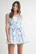 TROPICAL MINI WHITE BLUE DRESS